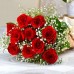 Ανθοδέσμη με 10 Κόκκινα Τριαντάφυλλα και Γυψοφύλλη