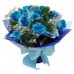 Ανθοδέσμη με Γαλάζια Τριαντάφυλλα Γυψοφύλλη κ Πλούσιες Πρασινάδες