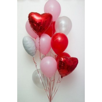 Μπουκέτο με Μπαλόνια Foil 18' Καρδιές και Latex 11'