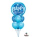 Μπουκέτο με Μπαλόνια Happy Birthday Μπλέ -Γαλάζιο με Ήλιον